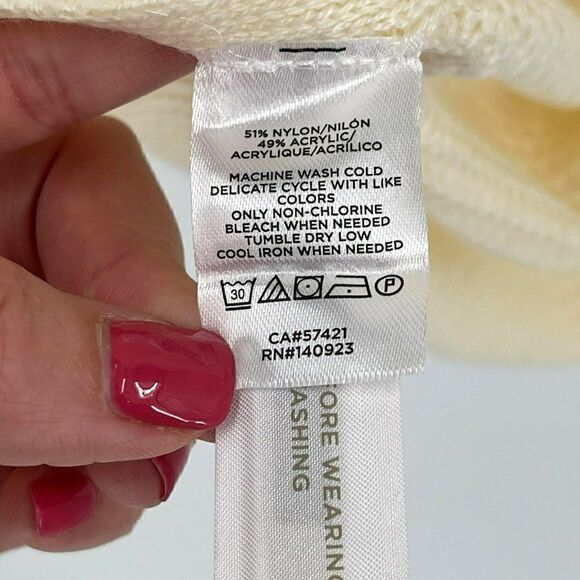 Loft Waffle Knit Open Front Poncho Cardigan Sweater Cream M/L New 533489 - Picture 10 of 11